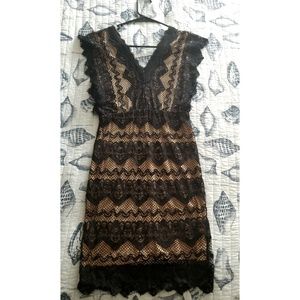 Stella Luce Black and Nude Lace Dress
